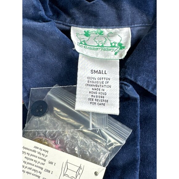 Vintage Quacker Factory Womens S Blue Velvet Jacket Rose Embroidered Sparkle QVC - Picture 6 of 11